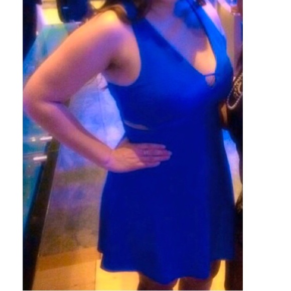 Express Royal Blue Side Cut Out Mini Dress - Picture 2 of 4